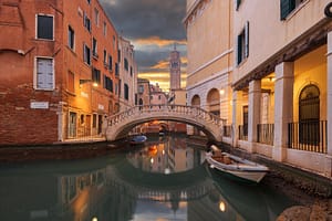 Venice canals surround apartments and hotels