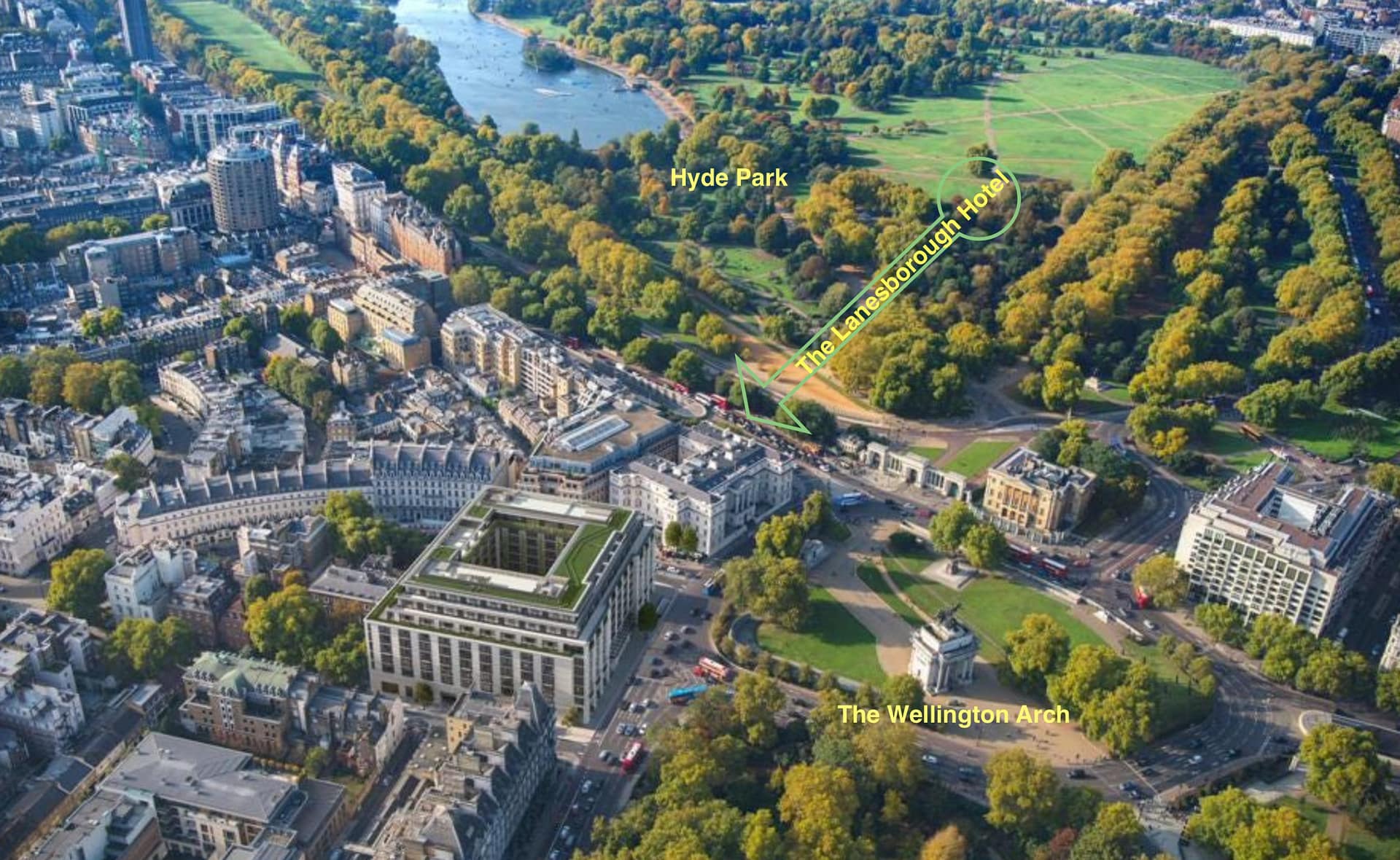 The Lanesborough hotel is at London Hype Park corner